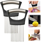 2025 Upgraded Onion Slicer, Onion Holder Chopper for Slicing, Chopper Slicer Assistant Tool, Cutter for Slicing of Meat, Potato, Tomato Kitchen Gadgets (2, Black)