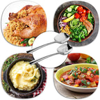 SOLEADER Extra Large Serving Spoons Set, 12 Inch Slotted Spoon and Serving Spoon, Premium Spoons Silverware, Cooking Spoon, Pasta Spoon, Mixing Spoon, Foodgrade 18/8 Stainless Steel, Pack of 2