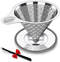 Pour Over Coffee Dripper, Triple Layer Stainless Steel Pour Over Coffee Dripper, Portable Coffee Maker With Detachable Cup Stand, 2-4 Cup Paperless Reusable Pour Over Coffee Filter Non-plastic