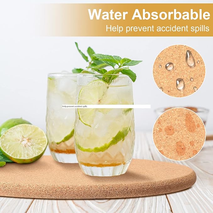 Panitay 24 Pack Thick Cork Trivets - 8 Inch Heat Resistant Multifunctional Cork Board Hot Pads for Table & Countertop