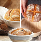 Premium Banneton Bread Proofing Baskets Set of 2 (10" round baskets) with Liners + Starter Kit - 100% Indonesian Natural Rattan Sourdough Bread Baking Tools