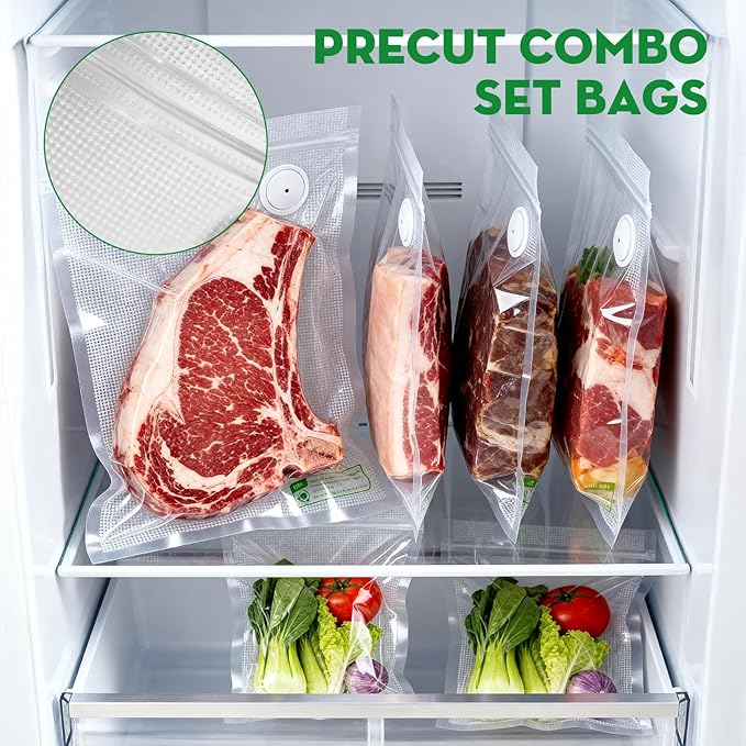 Reusable Vacuum Sealer Bags for Food, 30 BPA-Free Small (8.7 x 11.8 in, 11.8 x 13.8 in) Food Storage Bags, Freezer, Microwave, Odor-Resistant, Leak-Proof, Fit with Compact Vacuum Sealers