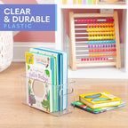 Plastic Food Storage 4 Pack Clear Container Bin with Handles for Organizing Kitchen, Pantry, Refrigerator, Freezer, Pantry, Cabinet, Closet, Bathroom. 10”x4”x5”