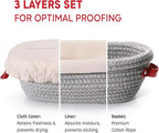 KneadAce Cotton Rope Banneton Bread Proofing Basket Set, 2 x Oval Bread Basket with Liners & Covers for Artisan Bread Baking, Sourdough Bread Baking Supplies