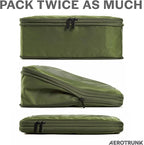 Aerotrunk Compression Packing Cubes for Travel - Luggage Organizer Bags - Double Zipper Packing Cubes for Suitcases (4-Pack, Olive)