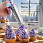 Dessert Decorating Syringe Set, Frosting Piping Kit Cake Decorating Tool, 6 Stainless Steels Piping Tips, 2 Couplers, 9 Silicone Baking Cups, Cupcake Frosting Filling Injector Icing Piping Kit