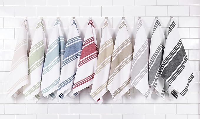 All-Clad Dual-Purpose Kitchen Towels: Highly Absorbent - 100% Cotton, 17"x30" Dish Towels for Cleaning & Drying Dishes & Glassware, 3-Pack, Pewter