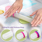 Bakerpan Fondant Tools Set, 47 Pcs Fondant Cake Decorating Supplies, Rolling Pin for Fondant, Gumpaste, Sugar Paste, Fondant Roller, Smoother, Fondant Cutters