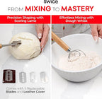 Swice Bread Proofing Basket, Round 9-Inch Banneton Sourdough Starter Kit with Lame, Dough Scraper, Linen Liner, and Basting Brush, Complete Bread Making Supplies and Tools