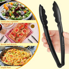 Tessco for you 80 Pcs Plastic Tongs for Serving Bulk, 9 Inch Plastic Disposable Serving Tongs Heavy Duty Salad Utensils for Kitchen Buffets BBQ Events Catering (Black)