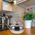 Hemoton Stainless Steel Tea Kettle with Infuser 1.2L Whistling Stove Top Kettle for Home and Camping Use
