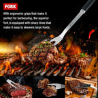 BBQ Grill Tools Set - Premium Stainless Steel Spatula, Tongs & Fork for Outdoor Cooking - Grilling Accessories Kit Gift for Men/Women, Dad, Grilling Lovers