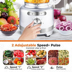 Homtone 16 Cup Food Processor Large, 9 Functions 7 Blades 3 Speeds for Shredding, Slicing, Making French Fries, Chopping Meat, Kneading Dough & Emulsifying, 600W, Red