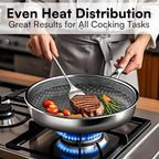 Non Stick Frying Pans with lid, 10 inch Hybrid Frying Pans Nonstick, non stick Stainless Steel Skillets, Dishwasher and Oven-Safe, nonStick Cookware, Induction Compatible Cooking Pan