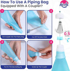 Riccle 88 pcs Cake Decorating Kit with Blue Cake Turntable - Includes 50 Disposable + 2 Reusable Piping Bags and Tips Set, 24 Icing Piping Tips, 2 Spatulas, 3 Icing Comb Scraper (Blue)