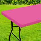 homing Rectangle Table Cloth Cover, Waterproof Polyester Elastic Fitted Tablecloth, Fits for 8 Foot Folding Tables, Washable Table Protector for Picnic, Camping, Outdoor (Rose Pink, 30" x 96")