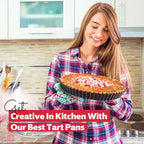 Tart Pan 10 Inch Removable Bottom- Carbon Steel Quiche Pan, Rust & Temperature Resistant Quiche Baking dish 550-600 °F- Non-Stick, Sturdy & Dishwasher Safe- Perfect for Baking Tarts (10 Inch)