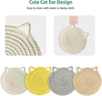 UKJENT 7" Trivets for Hot Dishes - 4 Pcs Cat Shaped Cotton Trivet Mats with Storage Basket, Heat Resistant Hot Pads Pot Holders for Hot Pots & Pans, Kitchen Counter Farmhouse Table Decor Essentials