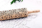 Embossed rolling pin SAKURA. Leafy green and flowering plants on embossed dough roller