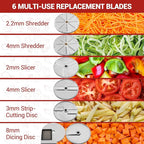 Commercial Food Processor with 6 Blades, Electric Vegetable Slicer & Chopper for Restaurant Kitchen - Stainless Steel Multifunctional Dicer, Shredder, Slicer