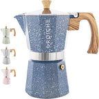 GROSCHE Milano Moka pot, Stovetop Espresso maker, Greca Coffee Maker, Stovetop coffee maker and espresso maker percolator (Indigo, 9 cup)