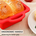 Vinino 2 Pack Silicone Bread Loaf Pan with Metal Reinforced Frame, 9.5 x 5 in Non-stick Silicone 1 lb Loaf Pan for Baking, Durable Bread Pan for Oven Dishwasher Safe - Red