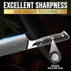 SliceElite Elite Series 7 Inch Nakiri Knife Damascus VG10 Core Forged Carbon Fiber Handle Polymer Guard Japanese Chef Vegetable Chopping Cleaver Kitchen Knife Sharp Cutting Cooking Tomato Butcher Tool