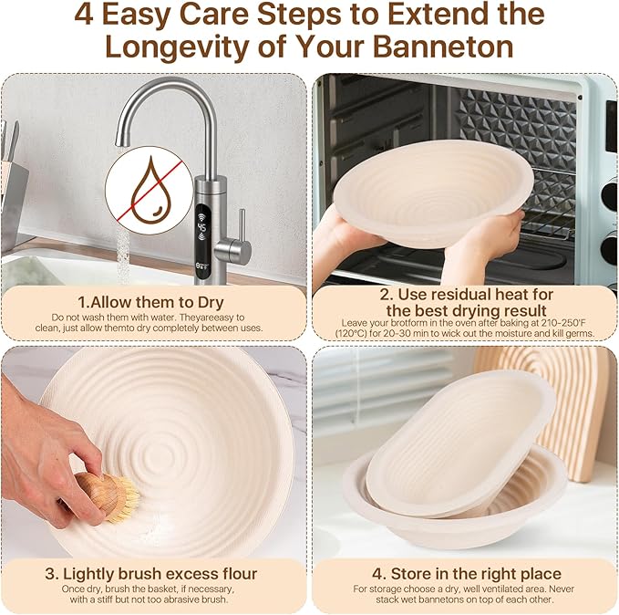 Round & Oval Wood Pulp Banneton Bread Proofing Basket Set, Sourdough Banneton Basket Set, Bread Making Tool Brotform Sourdough Bread Baking Supplies