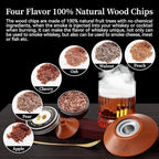 Cocktail Smoker Kit with Torch and Whiskey Glass, 6 Flavors Wood Chips and 3 Whisky Stones for Whiskey & Bourbon, Gift for Husband, Birthday Gift (No Butane), Brown