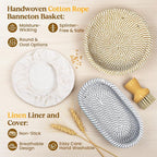 Sourdough Starter Kit with Cotton Rope Banneton Basket & Jar, Bread Baking Supplies and Tools Set, Complete Sourdough Bread Making Kit, Baking Gift for Women Moms & Beginners
