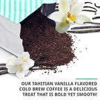 Cold Brew Organic Coarse Ground Flavored Coffee, Vanilla Flavor, Dark Roast, Colombian Supremo, Coarse Grind for Cold Brew Coffee & French Press,1 LB