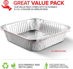 Aluminum Pans 8x8 Disposable Foil Pans (20 Pack) - 8 Inch Square Pans - Tin Foil Pans Great for Cooking, Heating, Storing, Prepping Food
