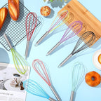 Domensi 16 Pcs 12 Inch Whisks Bulk for Cooking Silicone Whisks Non Scratch Stainless Steel Hand Coated Metal Heat Resistant Egg Beaters for Classroom Cook Party Favor Gift Supplies