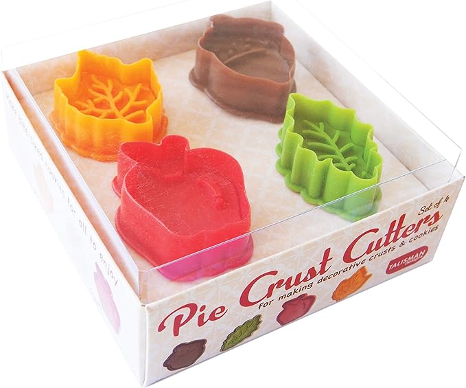 Talisman Designs Plunger Style Pie Crust Cutters, Fall Design, 4-Piece Set
