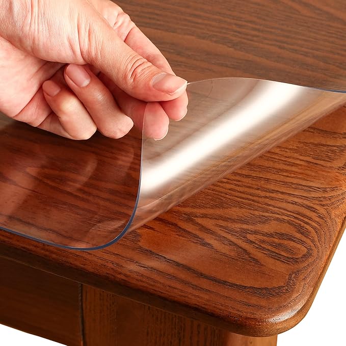 36 x 60 Inch Clear Table Cover Protector Rectangle, 2.0mm Transparent Plastic Table Protector Waterproof, Anti-Scratch Clear Desk Mat for Office Desktop Dresser Dining Table, FDA Compliant