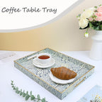 Rectangle Plastic Serving Tray with Handles, Elegant Decorative Tray for Coffee Table, Ottoman, Living Room, Kitchen, and Outdoor Use. 12"*16"*1.6" F