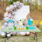 6 Pack Stretch Fabric Table Top Cap Cover, fits 8' Tables, Spandex Table Covers Washable Elastic Rectangle Tablecloth Protector for Indoor Outdoor Party Picnic Wedding, Sage Green, 30" W x 96" L