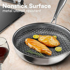 Non Stick Frying Pans with lid, 8 inch Hybrid Frying Pans Nonstick, non stick Stainless Steel Skillets, Dishwasher and Oven-Safe, nonStick Cookware, Induction Compatible Cooking Pan