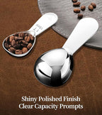Coffee Scoop Set, 2 Tablespoon Heavy-Duty Measuring Scoop with Short Handle Design for Canisters & Ground coffee, Polished 304 Stainless Steel (2 Pack)