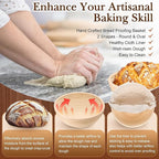 TeamFar Sourdough Bread Baking Supplies, 9” Round and 10” Oval Sourdough Starter Kit, Proofing Basket Set with Cloth Liner, Bread Lame, Whisk Dough, Bowl Scraper, Brush