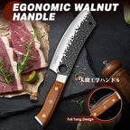 Huusk Butcher Knife Set, 8pcs Viking Chef Knife Set with Roll Bag, High Carbon Steel Forged Viking Knife, Meat Cleaver, Kitchen Knives Sets for Cooking Camping BBQ, Gift for Men Husband