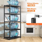 REIBII Storage Shelves for Storage with Wheels 1158LBS Heavy Duty Metal Shelving Unit Rolling Adjustable 5-Tier Pantry Shelves Kitchen Shelves Garage Shelving Utility Rack 2 Pack