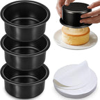 4 Inch Cake Pan Set of 3, Nonstick Smash Cake Pans with 100PCS Parchment Paper for Christmas Birthday, Round Mini Cake Pans Tin for Baking Layer Cakes Small Cheesecake, Straight Side & Dishwasher Safe