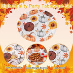 WDF 50 Pack Fall Oval Paper Plates - 10" x 12" Pumpkin and Maple Large Paper Plate - Thanksgiving Autumn Leaves Plates Disposable Heavy Duty Dinner Size - Suitable For Thanksgiving/Fall Theme Party