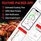 ThermoPro TempSpike 500 ft Wireless Meat Thermometer Digital, Bluetooth Meat Thermometer Wrieless for Beef Lamb Chicken Turkey, Smoker Acccessories for Rotisserie Sous Vide BBQ Oven Air Fryer