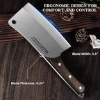 KOFERY 7 Inch Professional Meat Cleaver - Heavy Duty Bone Chopper, Butcher Knife for Meat and Bone Cutting, High Carbon Steel Chinese Cleaver with Wooden Handle
