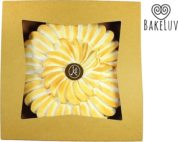 BAKELUV Pie Boxes for 9 Inch Pie | Brown, 25 Pack | 9x9x2.5 Bakery Box with Window, 9x9 Cookie Box, 9 Inch Pastry Boxes with Window Bulk, Cake Boxes, Auto Pop Up
