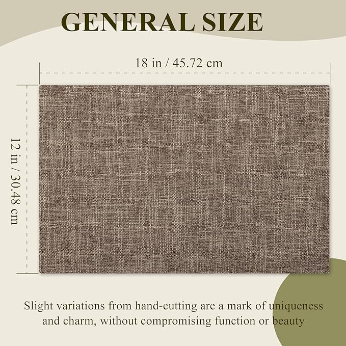KXN Placemats Set of 8, Dual-Layer Thickened Faux Linen Table Mats, Heat Resistant & Wrinkle-Free, Machine Washable Cloth Place Mats for Kitchen Dining Indoor Outdoor (Burlap)