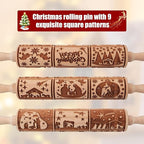 17" Premium Wooden Rolling Pins for Baking with Nativity Embossed Designs | 3mm Deep Springerle Cookie Molds | Christmas Rolling Pin & Baking Gifts for Women | Includes 3-in-1 Cleaning Brush ﻿