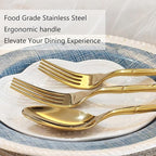 Gold 20-Piece Silverware Set, Bamboo Pattern Stainless Steel Flatware Set, Cutlery Set Mirror Polished, Dishwasher Safe, Service for 4